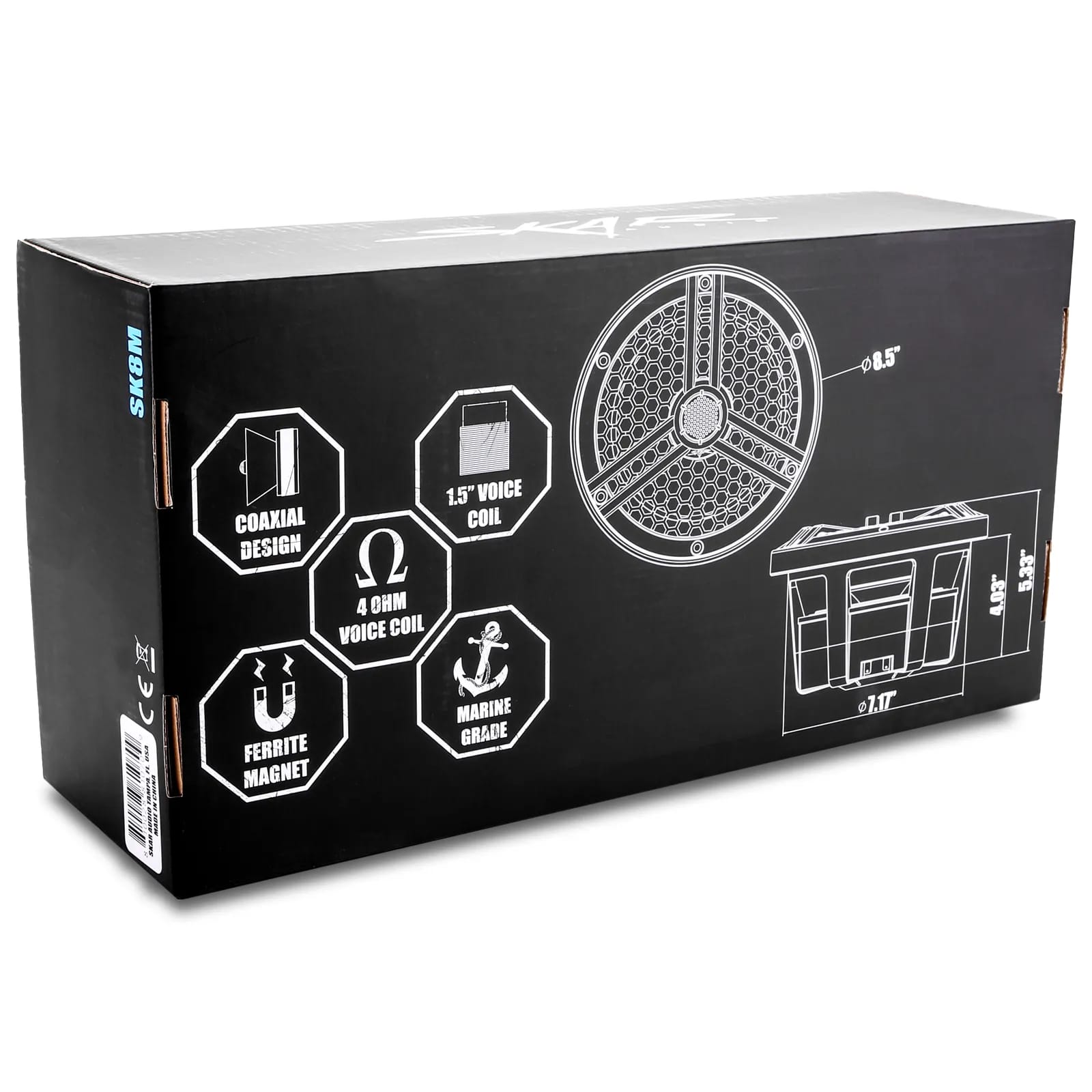 SK8M | Marine 8" Full Range 2-Way 500 Watt Speakers - White (Pair) #7
