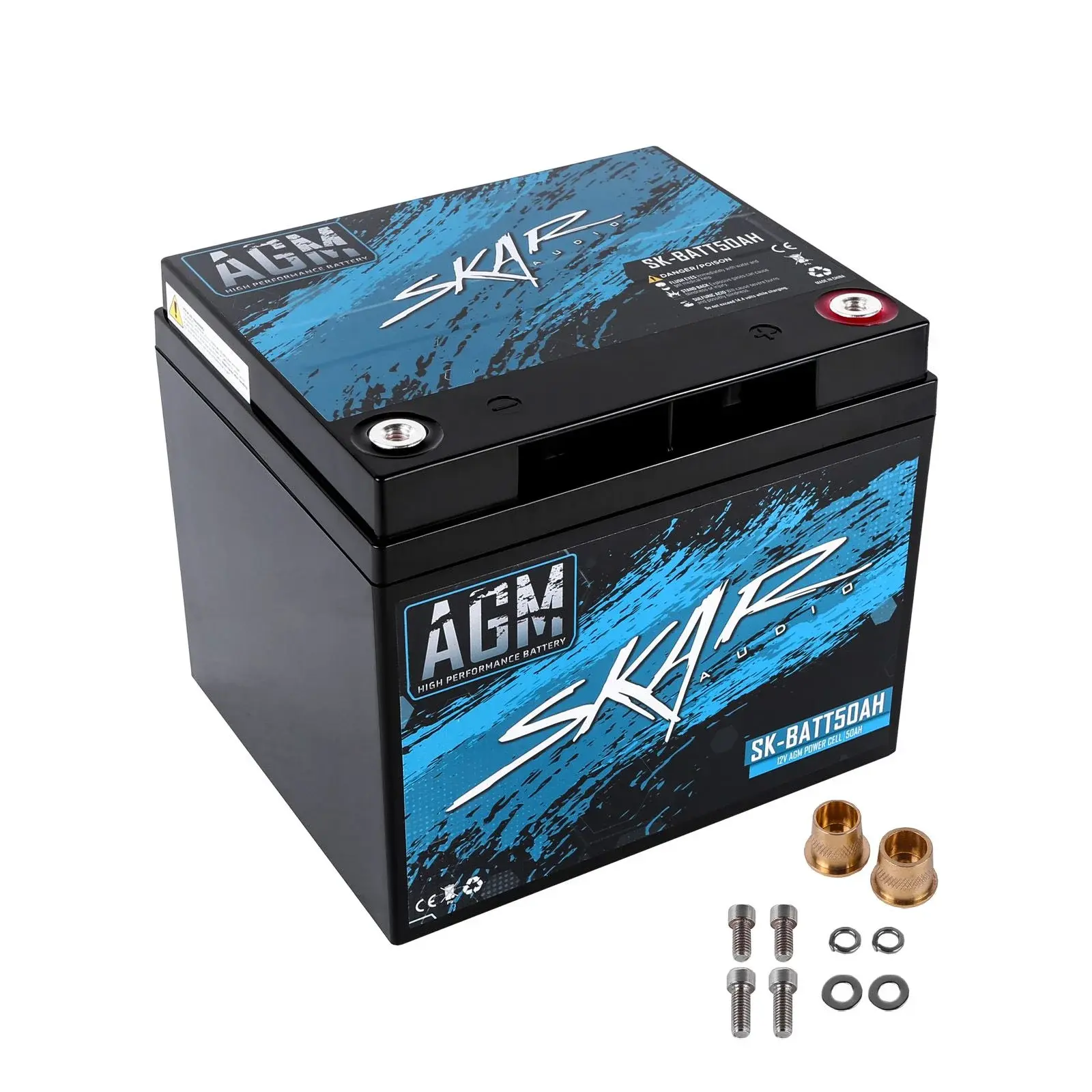 Featured Product Photo for SK-BATT50AH | 12V AGM 750 Amp 50Ah High Performance Car Audio Battery with Terminals