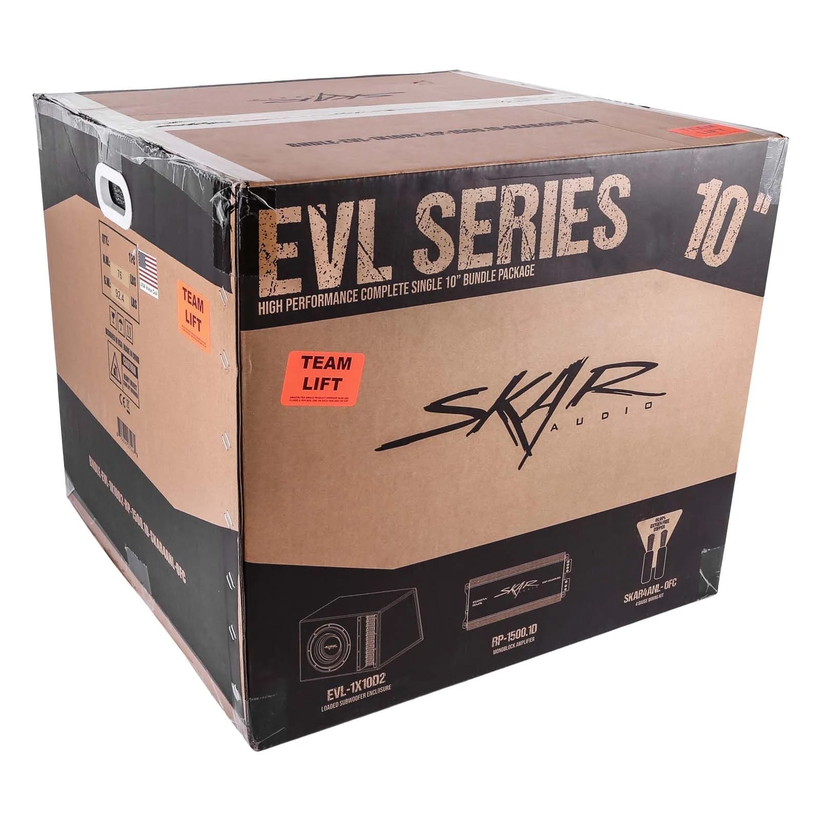 Single 10" 2,000 Watt EVL Series Complete Subwoofer Package with Vented Enclosure and Amplifier #6