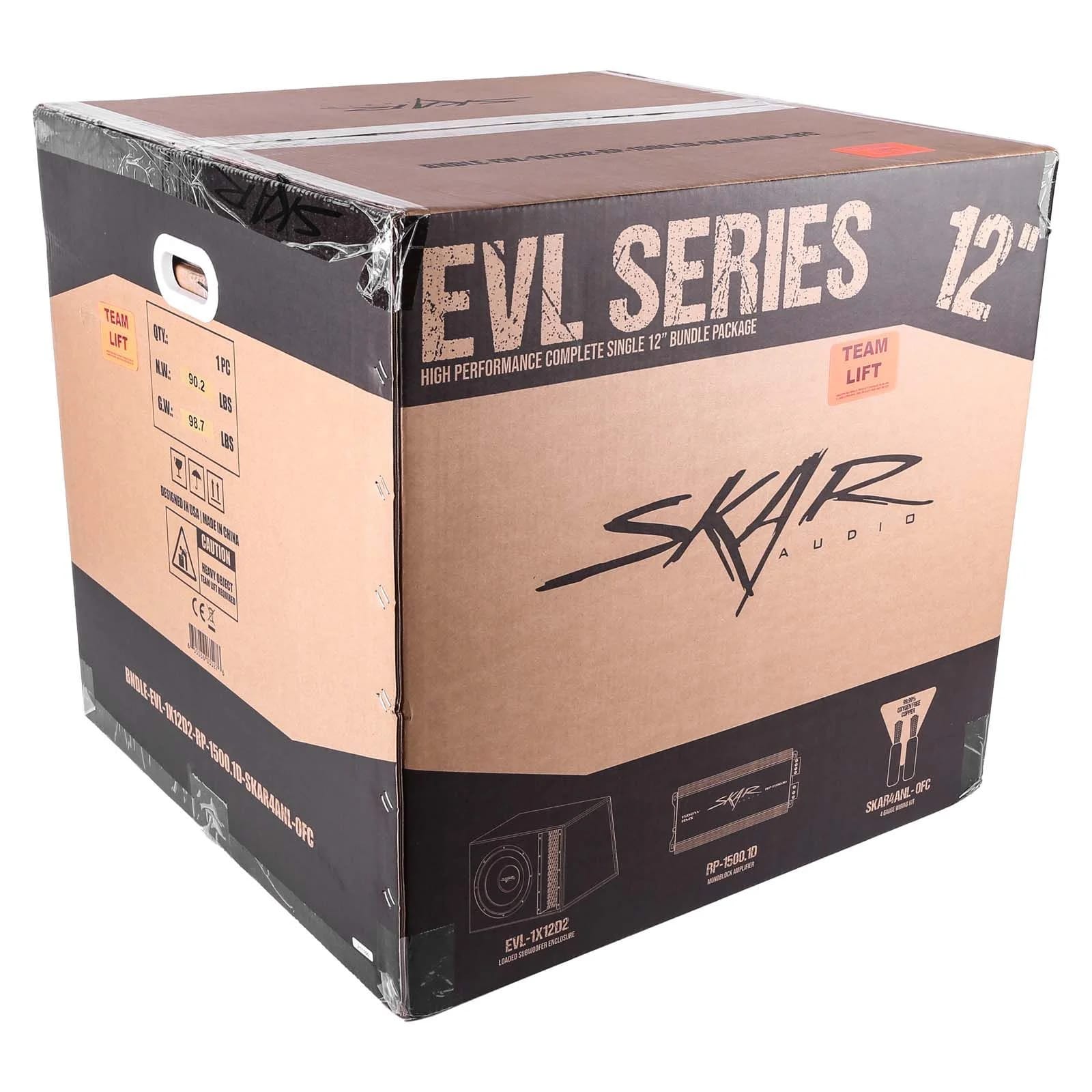 Single 12" 2,500 Watt EVL Series Complete Subwoofer Package with Vented Enclosure and Amplifier #6