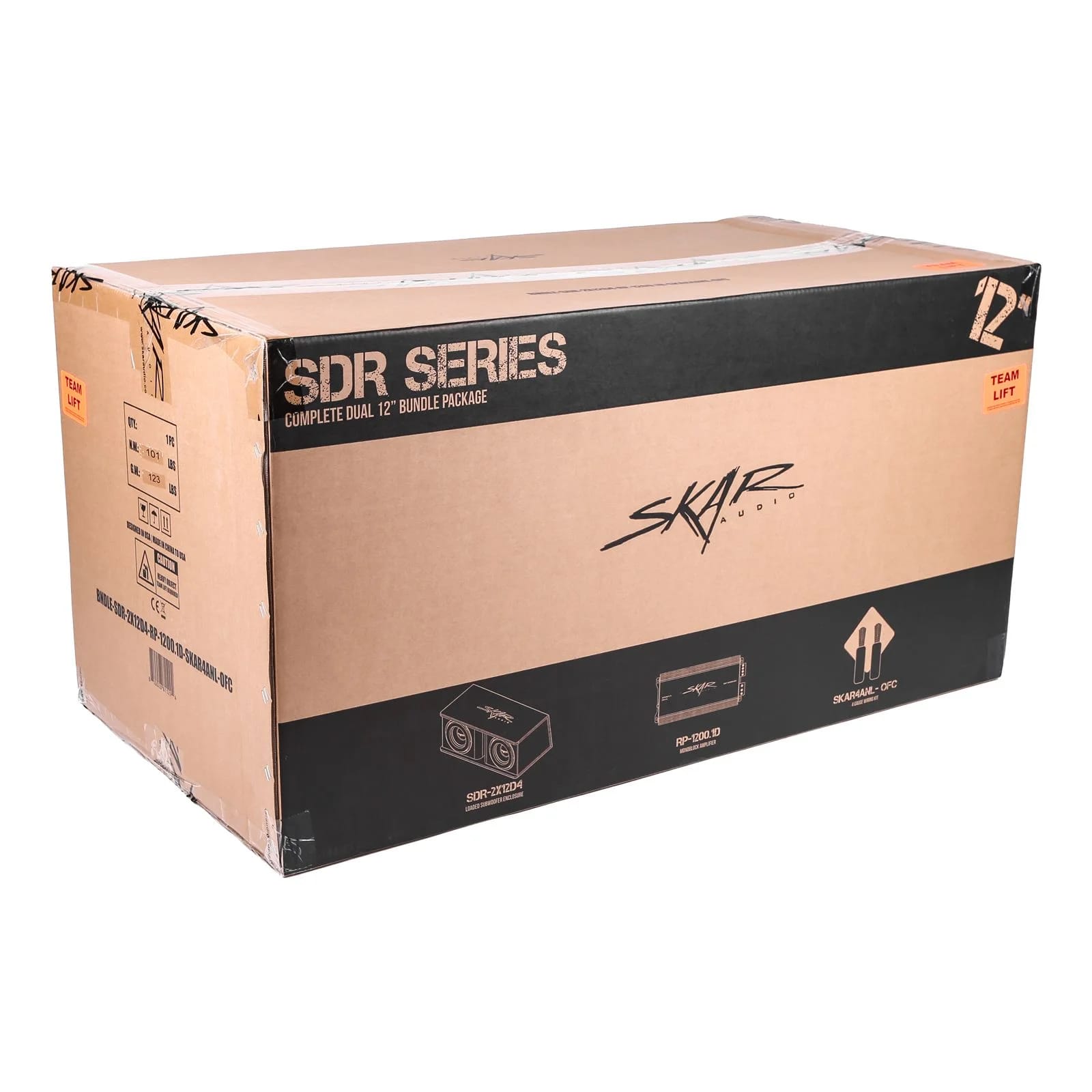 Dual 12" 2,400 Watt SDR Series Complete Subwoofer Package with Vented Enclosure and Amplifier #6