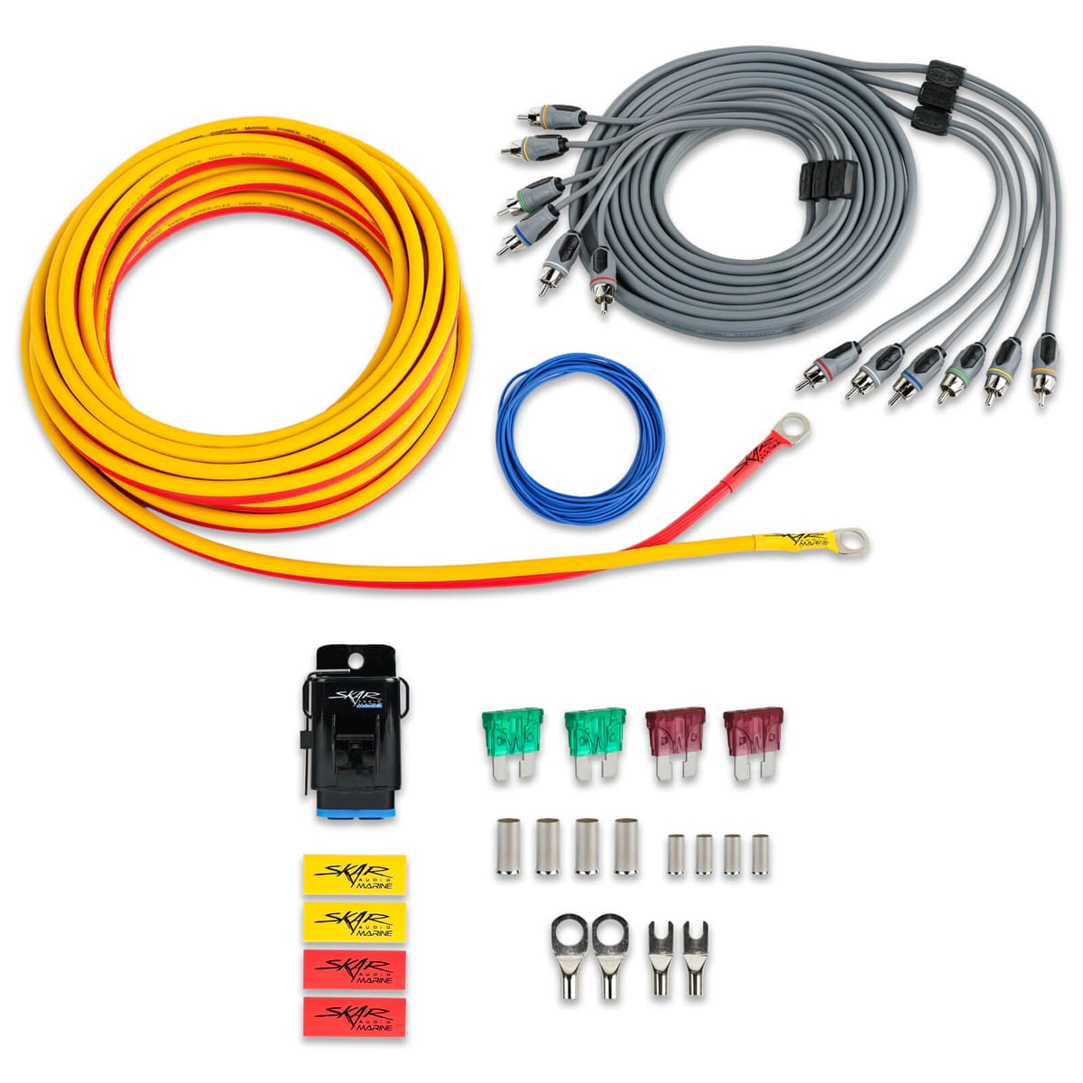 8 Gauge - 800 Watt OFC Marine Grade Amplifier Wiring Kit