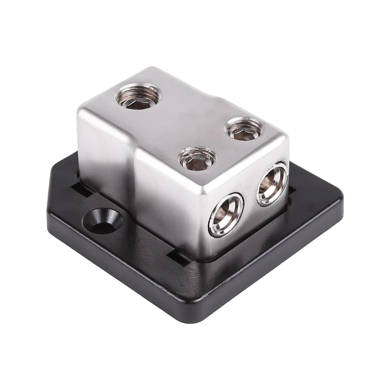 Featured Product Photo for SK-DIST-BLK1 | Single 0/4 Gauge to Dual 4/8 Gauge Power Distribution Block
