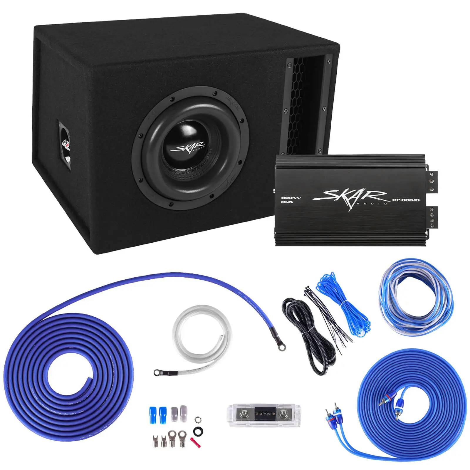 Featured Product Photo for Single 8" 1,200 Watt EVL Series Complete Subwoofer Package with Vented Enclosure and Amplifier
