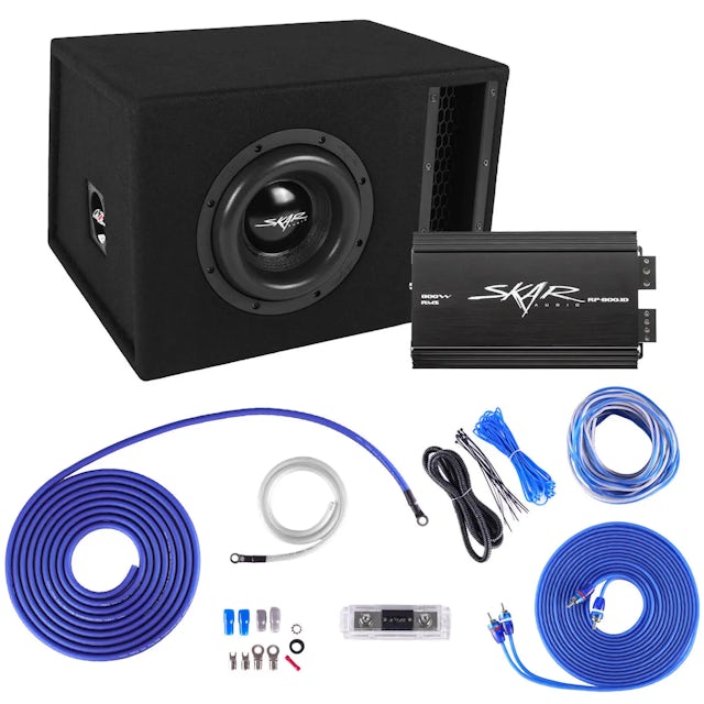 Single 8" 1,200 Watt EVL Series Complete Subwoofer Package with Vented Enclosure and Amplifier