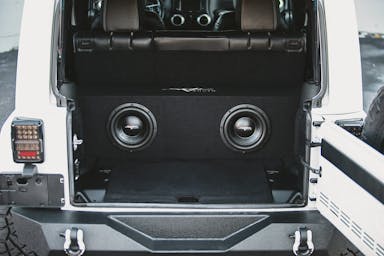 Featured Product Photo 8 for 2007-2018 Jeep Wrangler Unlimited (JK) 4-Door Vehicle Compatible Dual 10" Subwoofer Enclosure