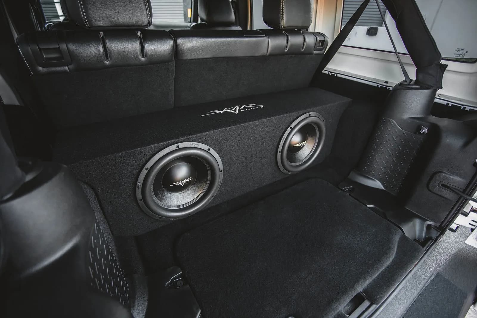 Skar Audio VS-2X12JW-2007-2018-4DR-BS enclosure installation example — view 1
