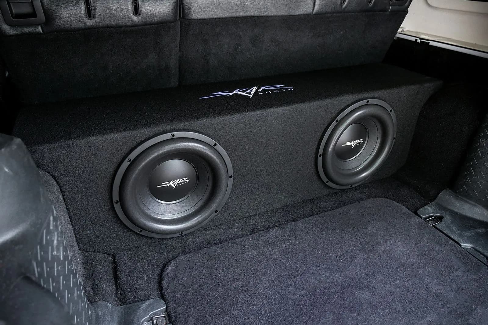 Skar Audio L-SDR-VS-2X12JW-2007-2018-4DR-BS enclosure installation example โ view 1