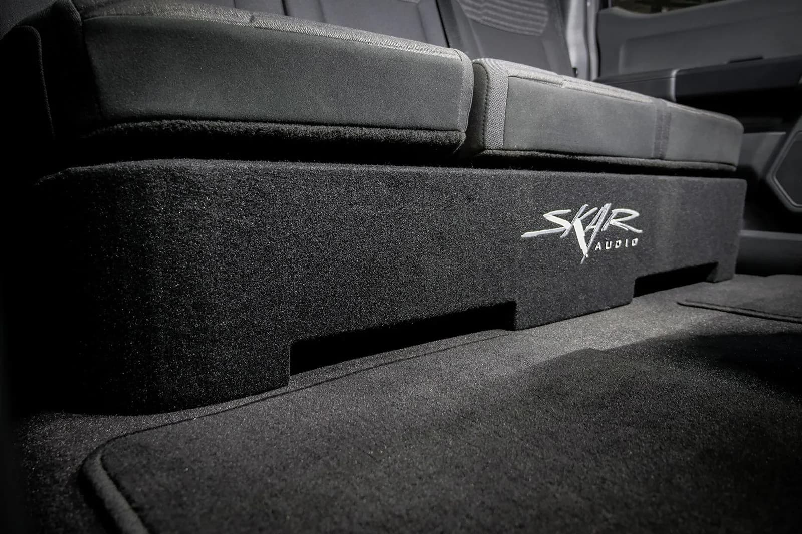 Skar Audio L-VD-VS-2X12FORD-2015-UP-SUPERCREWCAB enclosure installation example — view 2