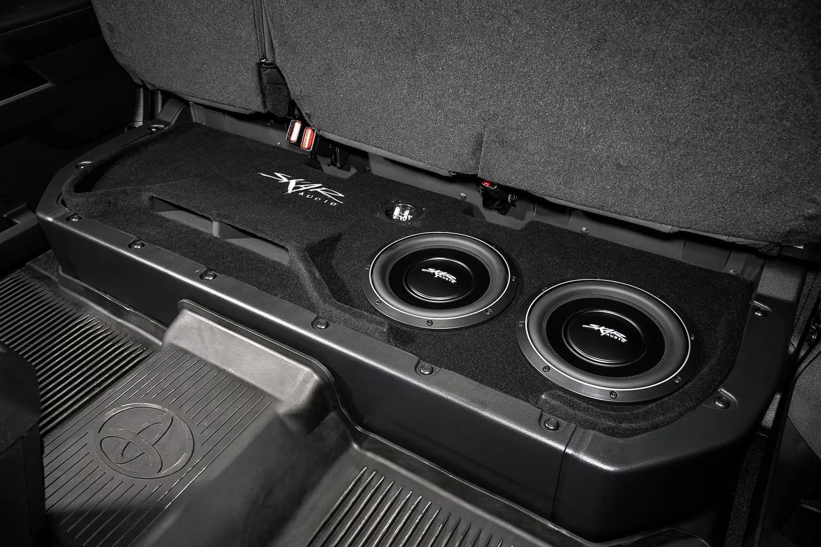 Skar Audio L-VS-2X10TOY-2022-UP-CREWMAX-V enclosure installation example — view 1