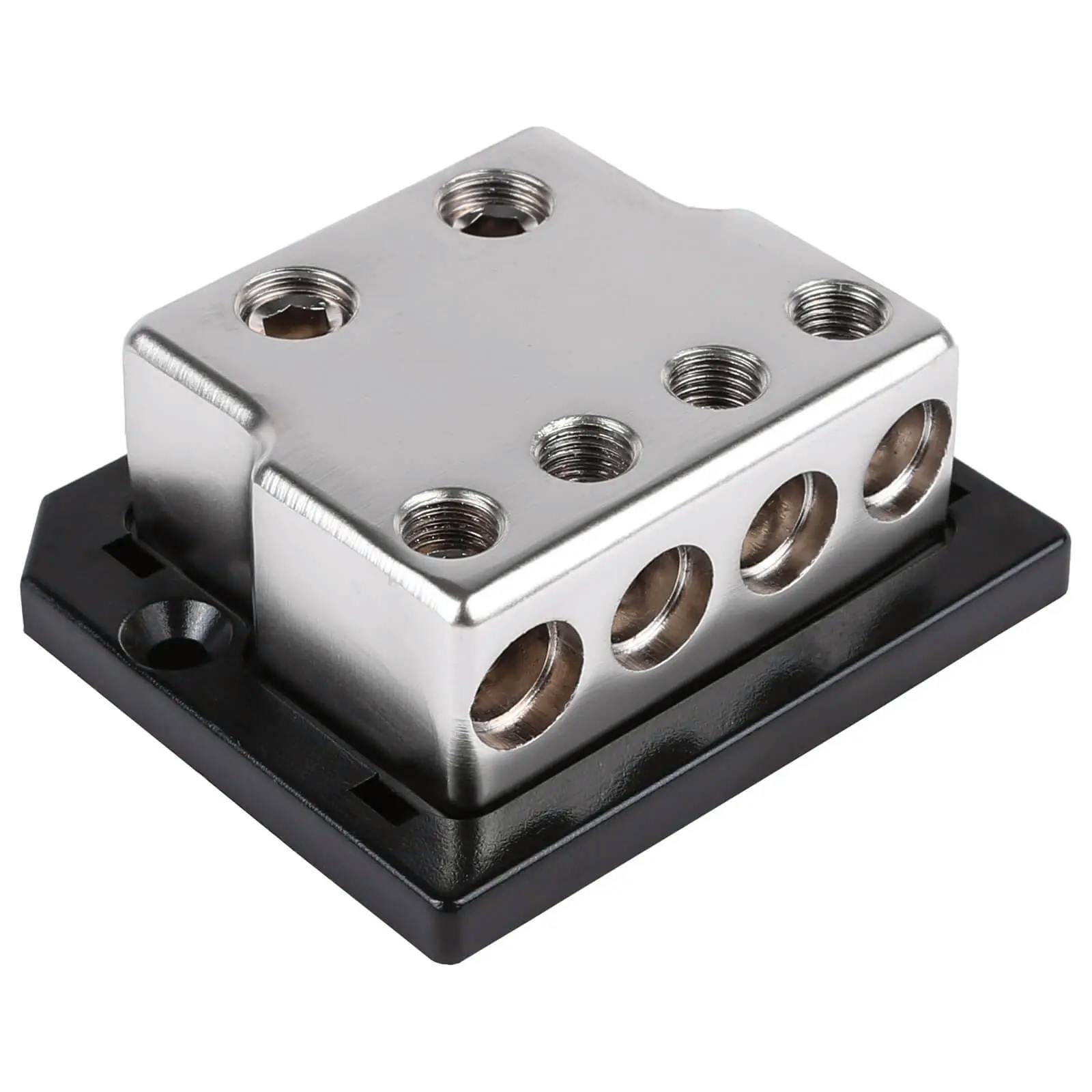 Featured Product Photo for SK-DIST-BLK4 | Dual 1/0 Gauge to Quad 4 Gauge Power Distribution Block