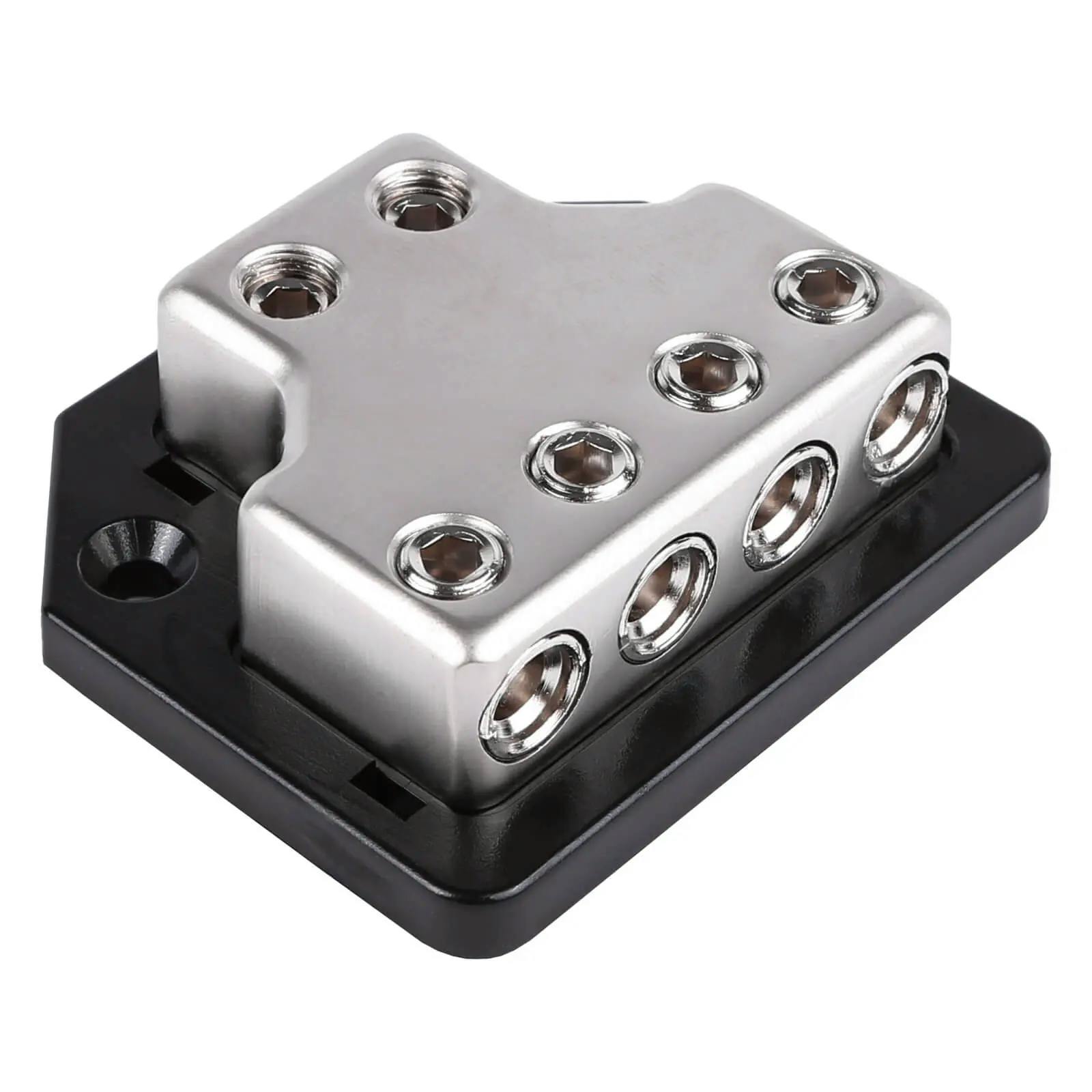 Featured Product Photo for SK-DIST-BLK5 | Dual 4 Gauge to Quad 4/8 Gauge Power Distribution Block