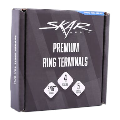 Featured Product Photo 5 for SKRING-TERM-4GA-5PK | 4 Gauge (5/16") Nickel Plated Premium Ring Terminals (5-Pack)