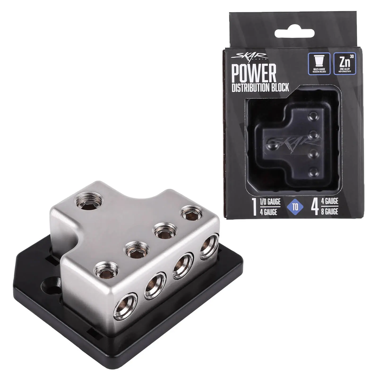 SK-DIST-BLK2 | x1 1/0 or 4 Gauge to x4 4 or 8 Gauge Power