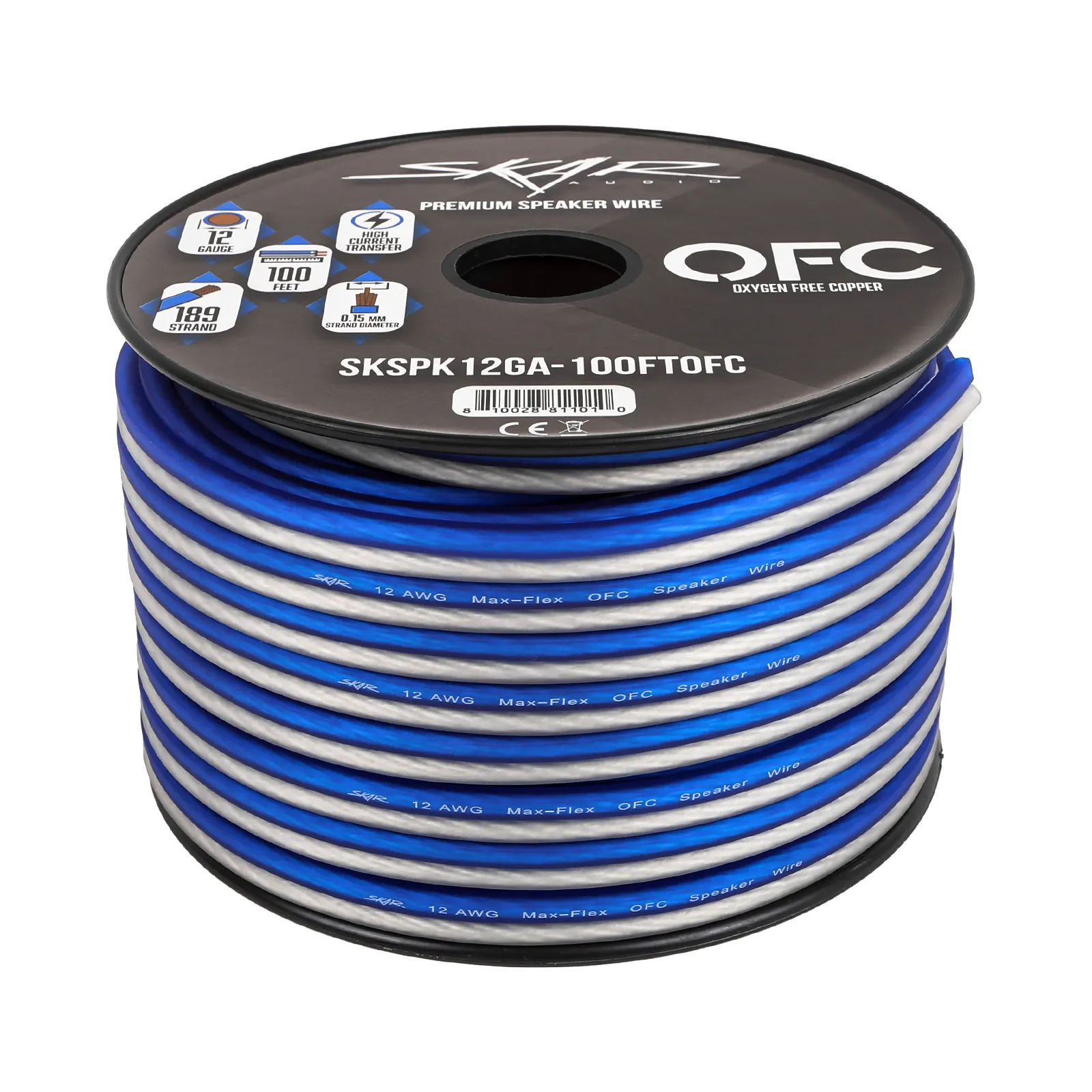 Skar Audio 12 Gauge AWG Audio Speaker Wire - 30 Feet (Blue/Brown)